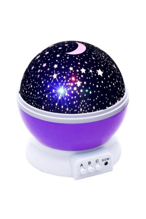 Projektörlü Yansıtmalı Çocuk Bebek Odası Gece Lambası Mor - 1