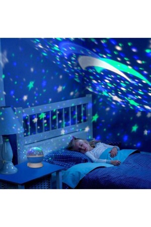 Projektörlü Yansıtmalı Çocuk Bebek Odası Gece Lambası Mor - 3