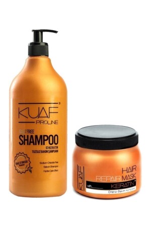 Proline Salzfreies Shampoo 1000 ml + Keratin-Maske 500 ml Shampoo-Maske, 2er-Set - 1