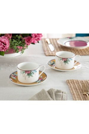 Protea New Bone China 2'li Çay Fincanı Takımı 220 Ml Hardal 10036463 - 1