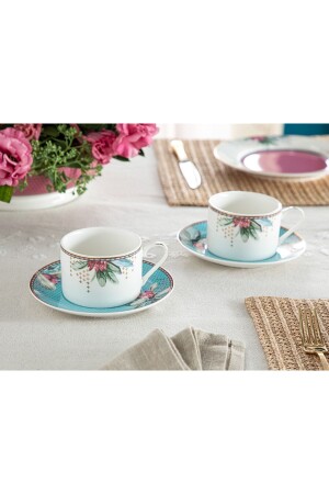 Protea New Bone China 2'li Çay Fincanı Takımı 220 Ml Mavi - 2