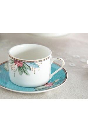 Protea New Bone China 2'li Çay Fincanı Takımı 220 Ml Mavi - 4