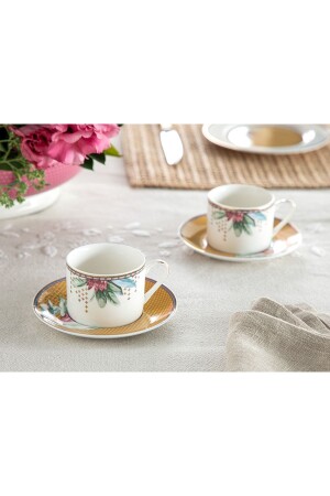 Protea New Bone China 2'li Kahve Fincan Takımı 80 Ml Hardal 10036462 - English Home