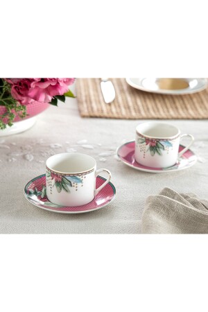 Protea New Bone China 2'li Kahve Fincan Takımı 80 Ml Pembe 10036462 - 1