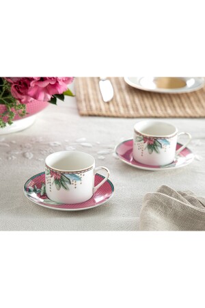 Protea New Bone China 2'li Kahve Fincan Takımı 80 Ml Pembe 10036462 - 3