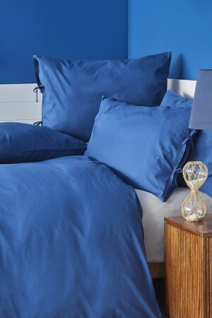 Pruva Marineblaues Doppelbett-Set aus Bettbezug und Kissen 180. 01. 01. 0404 - 5