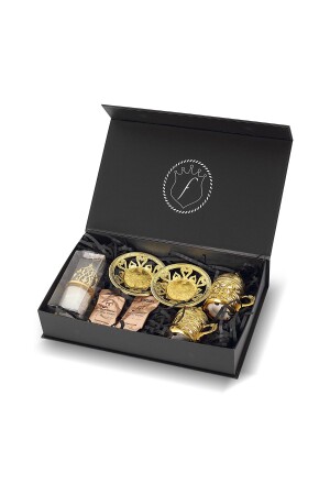 مجموعة كوب من النبيذ المزخرف من النبيذ الأصفر - القهوة التركية - مجموعة هدية الشموع Ps2548 PS254800TR - Forentina