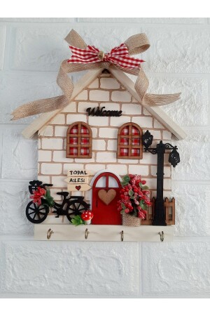 Psacraft Hediye Çeyizlik Taş Desenli Kurdeleli Ahşap 23 X 25 Mdf Anahtarlık Askısı - El Yapimi