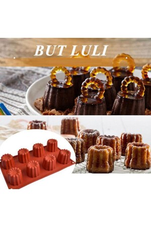 Puding Çikolata Kalıbı Çiçek Canneles Pişirme Silikon Kalıbı Kek Silikon Kalıbı 8'li Gt1579 GET427085 - 5