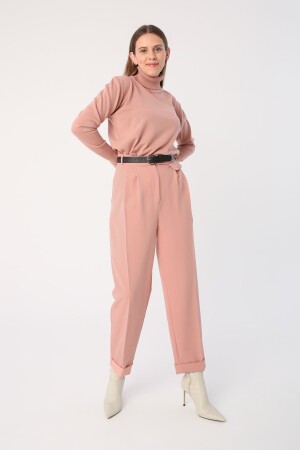Pudra Kemerli Duble Paça Pileli Havuç Pantolon - Allday