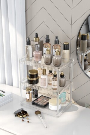 مكنسة تجميل من قمة مزدوجة الحاملة التجميلية الحمام فرشاة المطبخ المكتب والمنظمة المنزلية المعدة الأغراض المظلمة رف - Pufwin Home