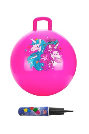 Pumpe + rosa Hüpfball, Känguru-Ball, Sprungball für Kinder, Pilates, Tragkraft 90 kg - 1