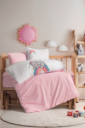 Punch Nakışlı Bebek Nevresim Takımı Lucky Pembe - Cotton Box