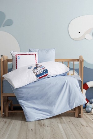 Punch Nakışlı Bebek Nevresim Takımı Miniyo Mavi 8680108069103 - Cotton Box