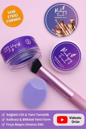 Pure Clean Make-up-Pinsel und Schwamm, Reinigungsseife und Silikonmatte, natürlicher Make-up-Pinselentferner, natürlicher Reiniger für Make-up-Geräte - 3