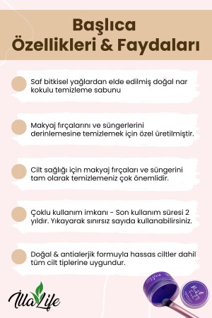 Pure Clean Makyaj Fırçası & Süngeri Temizleme Sabunu Ve Silikon Matı Natural Makeup Brush Remover Doğal Makyaj Aparatı İçin Temizleyici - 8