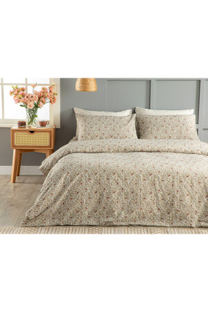 Pure Poppy bügelleichtes Doppelbett-Bettbezug-Set, 200 x 220 cm, Beige, 10036858 - 3