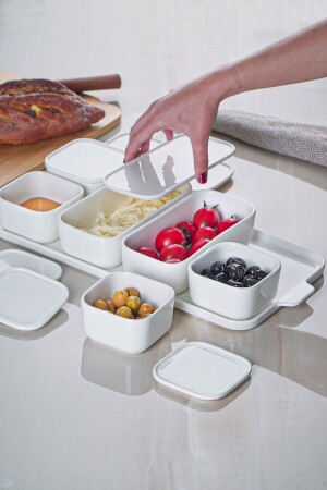 كأس فطور من 7 قطع من اللون الأبيض النقي من MNZ مع غطاء البورتسلين SCT-010874/4 - ACAR