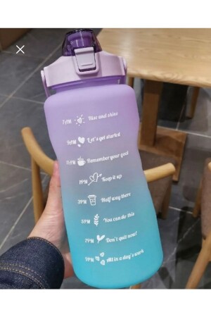 Purple Motivasyon Matara 2000 ml Suluk- Su Şişesi - Bpa Içermez Motivasyonel Matara - 1