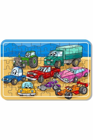 Puz1708 Müllwagen, Feuerwehrauto und Fahrzeuge, 54-teiliges 4-teiliges Holzpuzzle-Set - 5