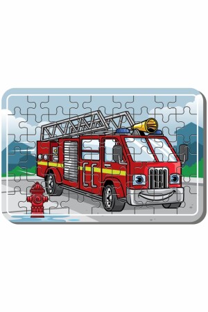 Puz1708 Müllwagen, Feuerwehrauto und Fahrzeuge, 54-teiliges 4-teiliges Holzpuzzle-Set - 6