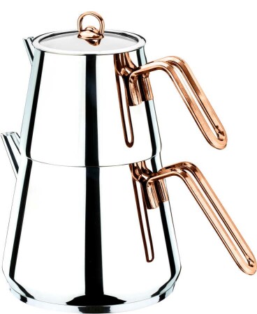 Pyramid teapot with copper-colored handle - Akdeniz