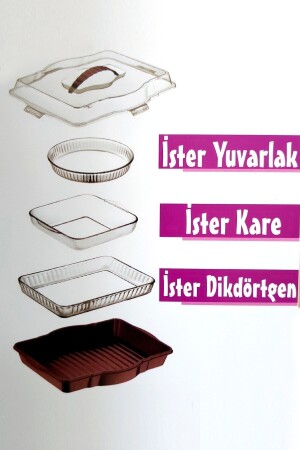 Pyrex Aufbewahrungsbehälter für Gebäck, rechteckig, quadratisch, rund, Kuchen- und Kuchenaufbewahrungsbehälter, Präsentationstablett İLKBORCAMSKLM01 - 5