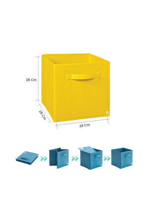 Q1 Große Mehrzweck-Schrank-Organizer-Box, dekorative Aufbewahrungsbox, Regal-Organizer, Gelb, 190 - 3