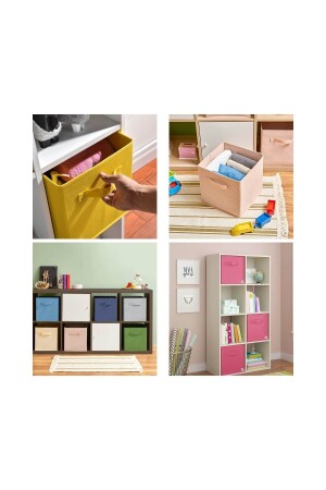 Q1 Große Mehrzweck-Schrank-Organizer-Box, dekorative Aufbewahrungsbox, Regal-Organizer, Gelb - 7