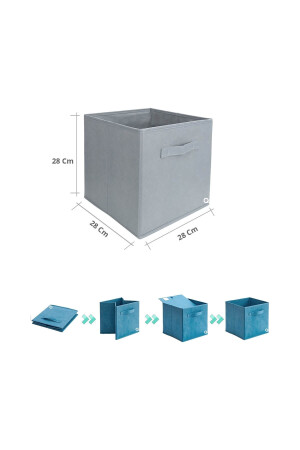 Q1 Große Mehrzweck-Schrank-Organizer-Box, dekorative Aufbewahrungsbox, Regal-Organizer, Grau 186 - 2