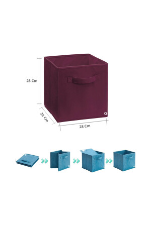 Q1 Large Çok Amaçlı Dolap İçi Düzenleyici Kutu Dekoratif Saklama Kutusu Raf Organizer Bordo 193 - 4