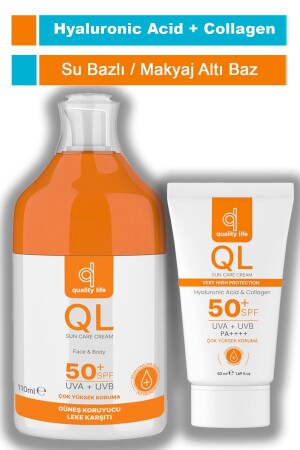 Ql 110 ml Ve 50 ml Yüz Ve Vücut Güneş Kremi Seti - Leke Karşıtı Hyaluronik Asit Ve Collagen QLGKS50 - 2