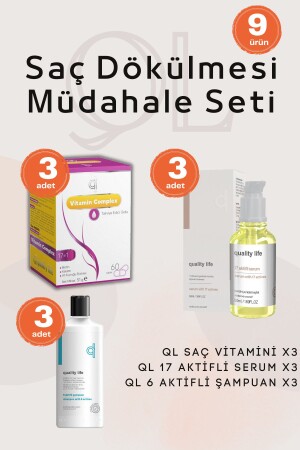 Ql Haarausfall-Interventionsset (3 Haarvitamine – 3 Haarseren – 3 Shampoos) - 3