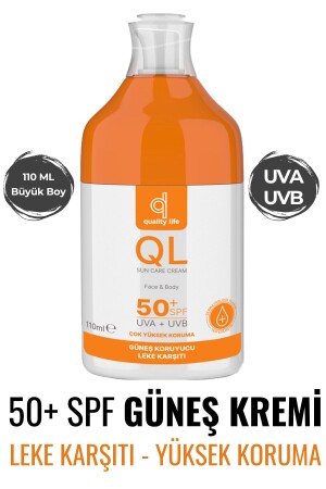 Ql Yüz Güneş Kremi 50 Spf Faktör Leke Karşıtı 110 ml Su Bazlı Kuru - Yağlı - Karma Ciltler Için - 1