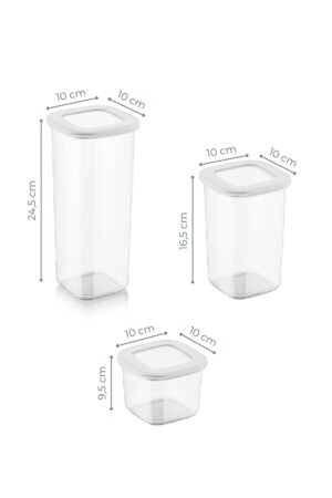 Quadratische Frischhaltedosen mit Folienbeschriftung, 24er-Set, 8 x (0,55 Liter, 1,2 Liter, 1,75 Liter), Weiß BNM24LU - 8