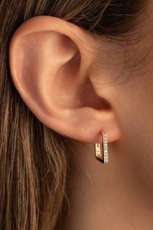 Quadratische Ohrringe aus 14-karätigem Goldstein YKKLY00000445 - 2