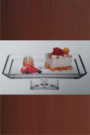 Quadratischer Kuchen- und Gebäckservice-Präsentationsteller aus Glas mit Füßen Madlen Fma04996 pb96877 - 5