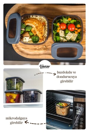 Quadratischer Vorratsbehälter für Lebensmittel mit Löffel und weißem Siebdrucketikett, 12er-Set, kleine Größe 0,55 Liter, BNM12LI - 4