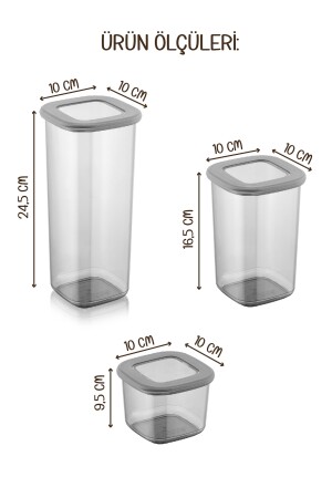 Quadratischer Vorratsbehälter für Lebensmittel mit weißem Siebdrucketikett, 18er-Set, 6 x (0,55 Liter, 1,2 Liter, 1,75 Liter) BNM18LI-T - 9