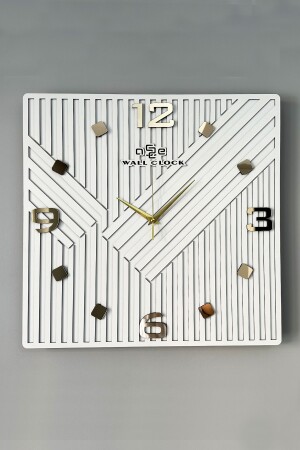 Quadratisches langes Muster, verspiegelt, quadratisch, gestreift, 50 x 50, geräuschloser Mechanismus, Wanduhr KU50 x 50 - 5