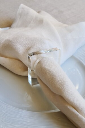 Quadratisches Muster, 6er-Set, transparente Acryl-Serviettenringe, Serviettenring SPH-10052-S - Story