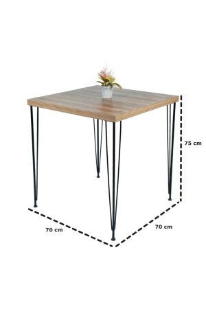 Quadratisches Tischset mit Drahtstühlen 70 x 70 Kiefer SS-002100 - 3