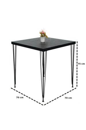 Quadratisches Tischset mit schwarzen Drahtstühlen 70 x 70 - 4