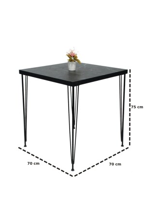 Quadratisches Tischset mit schwarzen Drahtstühlen 70 x 70 SS-002100 - 3