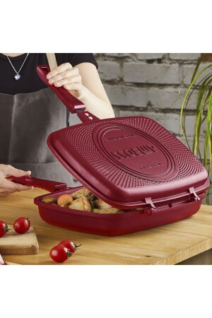 Quarzgrill Twin Pan-Burgund KUV02051 - 1