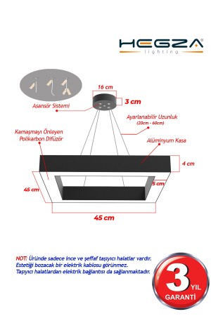 Quattro (schwarzes Gehäuse, weißes Licht) Moderner LED-Kronleuchter mit LED, Wohnzimmer, Küche, Wohnschlafzimmer, Pendelleuchte Quattro-S65 - 5