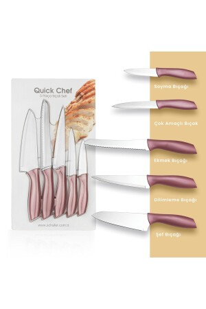 Quick Chef Bıçak Seti-5 Parça-Rosegold - 2