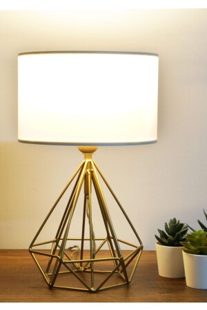 Ra-Lampenschirm mit Metallgehäuse im Antik-Look / Kopfteil aus cremefarbenem Stoff Ayd-2507 - Homing