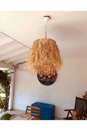 RAFFIA-KRONLEUCHTER MIT Korbquasten - 5