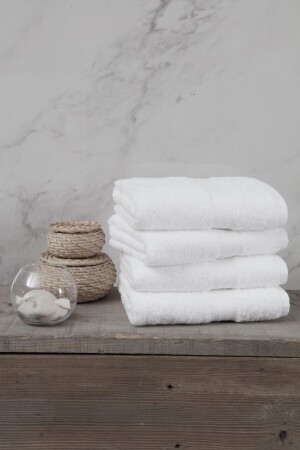 MNZ-Rainbow 100% القطن الإضافي اللون الأبيض الرقيق 4 قطع من اليد / الواجهة صفارة (4*50X80) 201-001-BNK-RNB00007 - Tertio